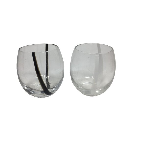 Two Short Clear Glass Drinking Glasses - each about 3.5'' tall - Picture 1 of 7